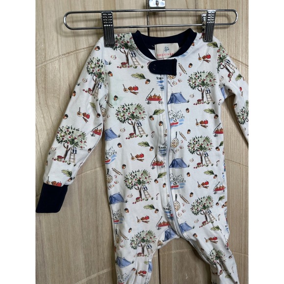 Smockingbird Kids Fall Camping Apple Picking Zipper Sleeper Pajamas 18M Navy - Picture 2 of 8